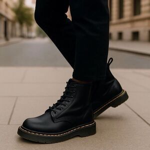 Dr. Martens Doc Women US 5 Eight-Eye Lace Up Zip Black Boot Combat~AW004~NEW